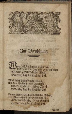 Zur Beruhigung.- Lebensregeln.