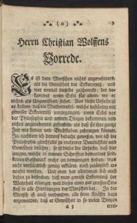 Herrn Christian Wolffens Vorrede.