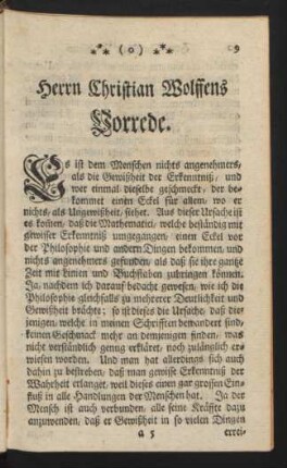 Herrn Christian Wolffens Vorrede.