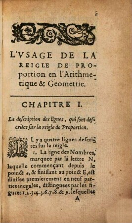 L' usage de la Reigle de Proportion en l'Arithmetique