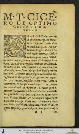 Marcus Tullius Cicero De Optimo Genere Oratorum