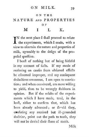 On The Nature And Properties Of Milk.