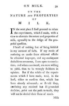 On The Nature And Properties Of Milk.