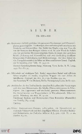 VIII. Silber (Nr. 460-468)