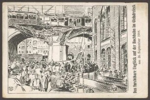 Ansichtskarte Hochbahnunglück 1908, Zeichnung