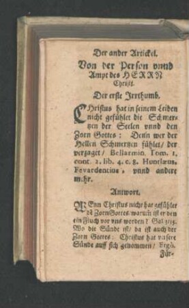 Der ander Artickel. Von der Person unnd Ampt des Herrn Christi.