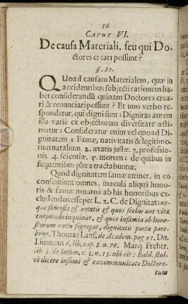 Caput VI. De causa Materiali, seu qui Doctores creari possunt?