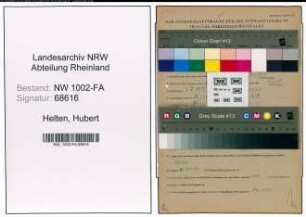 Entnazifizierung Hubert Helten, geb. 03.07.1902 (Baecker)