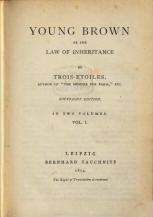Young Brown or the law of inheritance : in 2 vol., 1