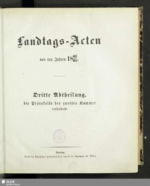 1866/68: Landtags-Acten / Die Protocolle der 2. Kammer