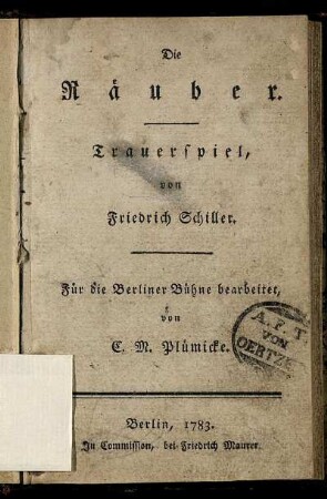 Die Räuber : Trauerspiel