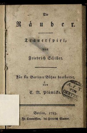Die Räuber : Trauerspiel