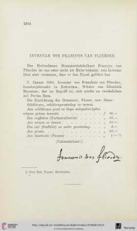Inventar von Francoys van Flierden