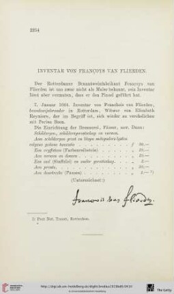 Inventar von Francoys van Flierden