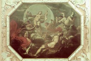 Dresden, Wand- und Deckenmalerei : Nördliches Bild: Diana mit Gefolge. Deckenmalerei. Dresden, Palais im Großen Garten, Obergeschoß, Mittelsaal