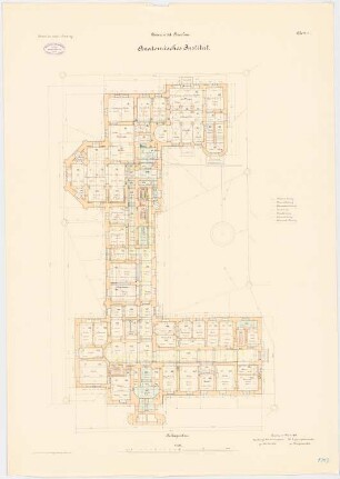 Universität Breslau Medizinische Institute an der Maxstraße. Anatomisches Institut: Grundriss Kellergeschoss 1:100