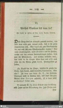 VI. Welches Glaubens bist denn du?
