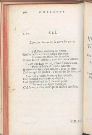 XLI. L'unique Amour brille entre les vertus.