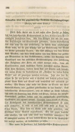 196-204 Gedanken über die gegenwärtige kirchliche Verfassungsfrage