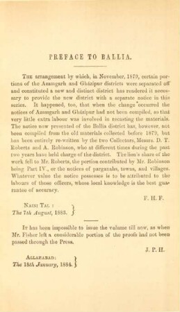 Preface to Ballia