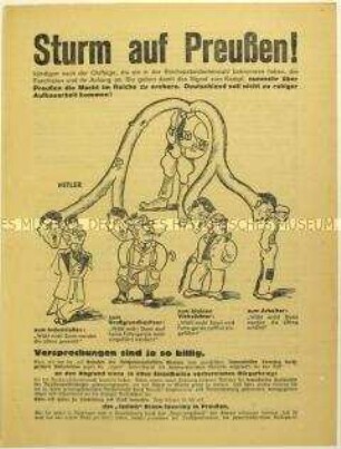 Flugblatt der SPD gegen die NSDAP und Aufruf zur preußischen Landtagswahl 1932