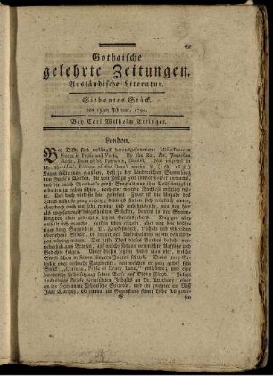 Siebentes Stück, den 13ten Februar, 1790.
