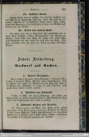 Zehnte Abtheilung. Backwerk und Kuchen