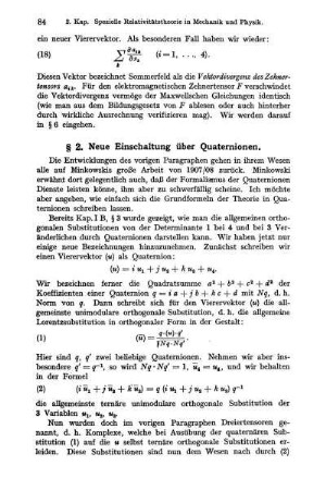 § 2. Neue Einschaltung über Quaternionen.