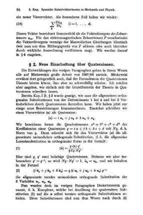 § 2. Neue Einschaltung über Quaternionen.