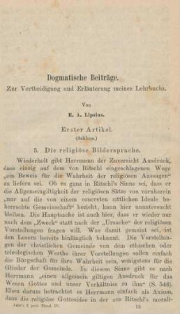 193-240 Dogmatische Beiträge : Zur Vertheidigung und Erläuterung meines Lehrbuchs (Fortsetzung)