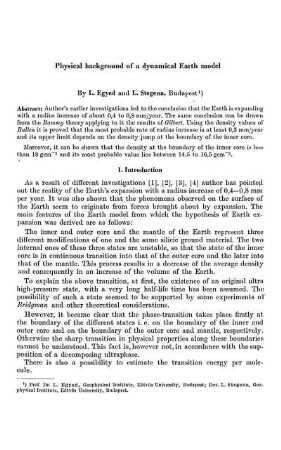 Physical background of a dynamical earth model