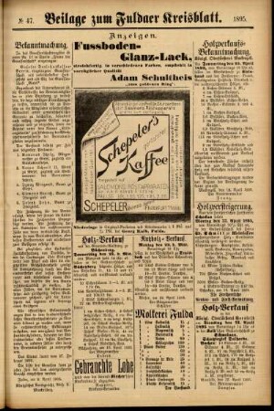 Zweite Ausgabe vom Samstag, den 20. April 1895.