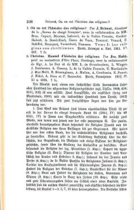 298-299 [Rezension] Bricout, J., Les religions non chrétiennes