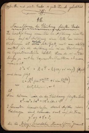 § 16. Normalformen der Gleichung fünften Grades.