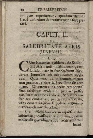 Caput II. De Salubritate Aeris Jenensis.