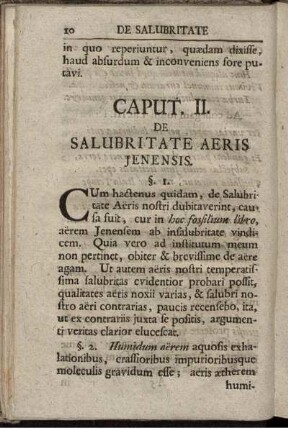 Caput II. De Salubritate Aeris Jenensis.