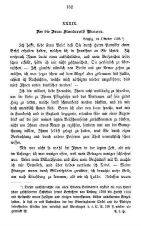 XXXIX. An die Frau Staatsrath Brauer.