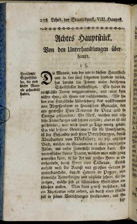 Achtes Hauptstück. Von den Unterhandlungen überhaupt
