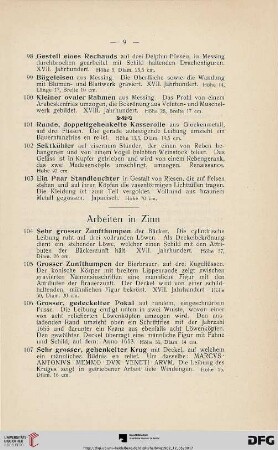 Arbeiten in Zinn (Nr. 104-119)