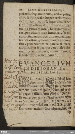 Evangelium In Die Johan Baptistae, Luc. 1