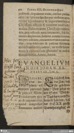 Evangelium In Die Johan Baptistae, Luc. 1
