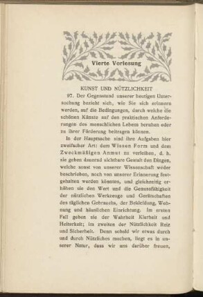 Vierte Vorlesung - Kunst und Nützlichkeit
