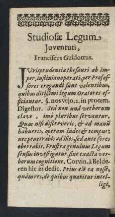 Studiosae Legum Juventuti, Franciscus Guidottus.