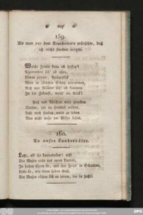159. Als man vor dem Krankenbette wünschte, daß ich nicht sterben mögte.