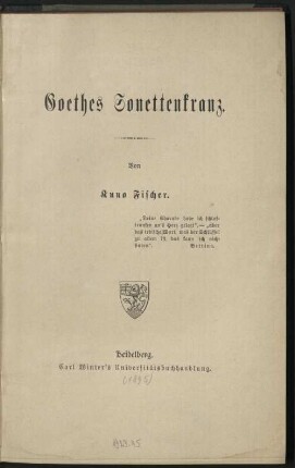 Goethes Sonettenkranz