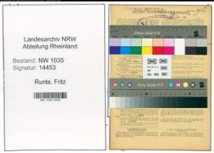 Entnazifizierung Fritz Runte , geb. 28.10.1900 (Steiger)