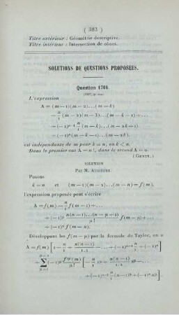 Solutions de questions proposées.