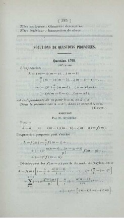 Solutions de questions proposées.