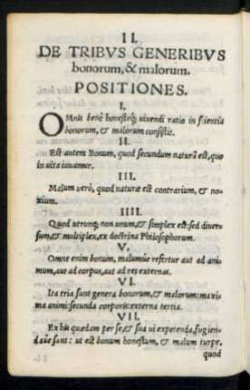 II. De Tribus Generibus bonorum, & malorum.