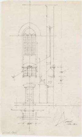 Döllgast, Hans; Arnstorf; Kath. Pfarrkirche St. Georg - Grundriss; Ansicht; Schnitt